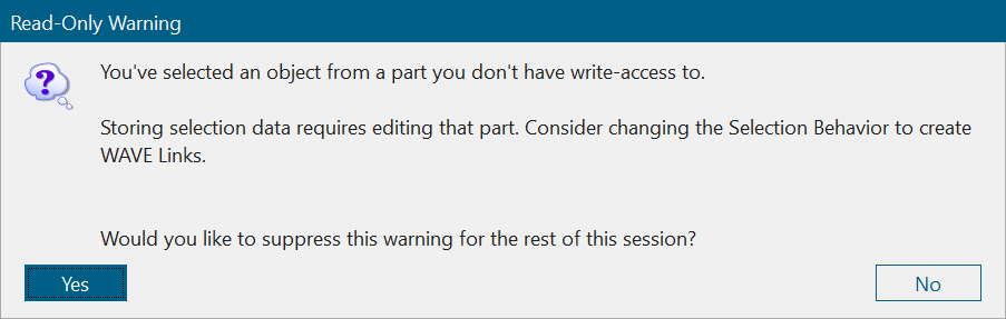 Csys selection warning