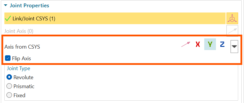 Select axis from csys