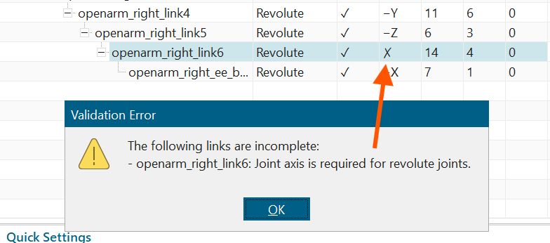 Validation error