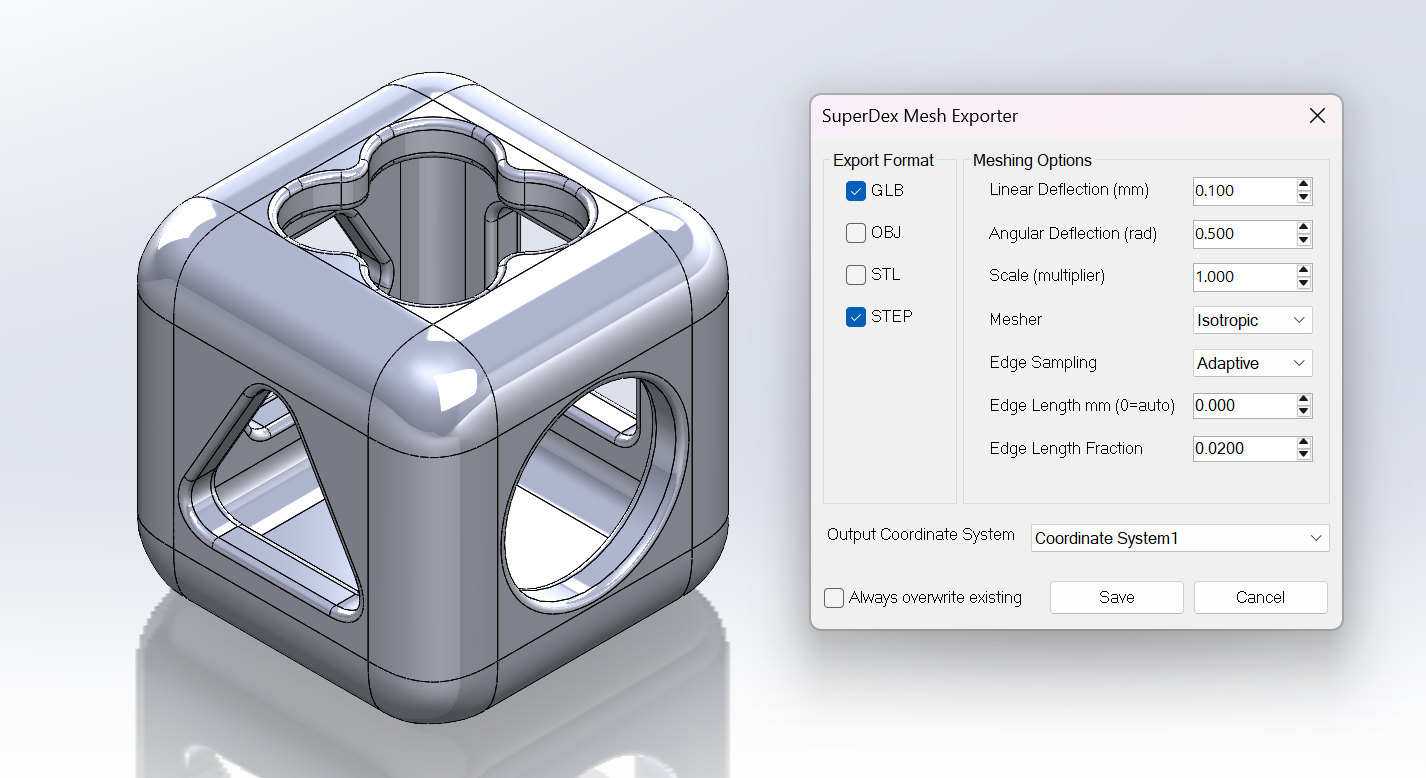 SolidWorks Save As dropdown