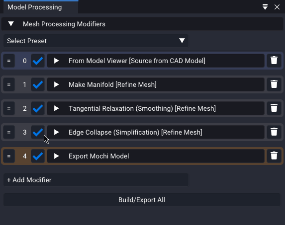 Processing stack